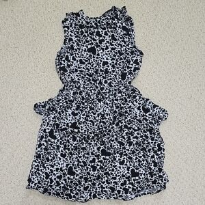🌸3/$30🌸 Jordache Black and White Heart Print Ruffle Waist Dress